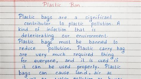 Write An Essay On Plastic Ban Essay Writing English Youtube