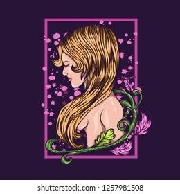 Naked Girl Flower Vector Illustration Stock Vector Royalty Free