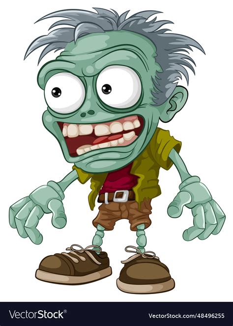 Creepy scary bald zombie monster man cartoon Vector Image