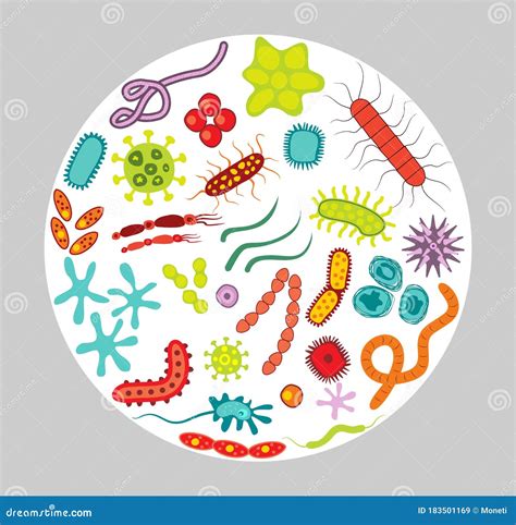 Cartoon Bacterias. Microbiological Virus and Contagion Infection ...