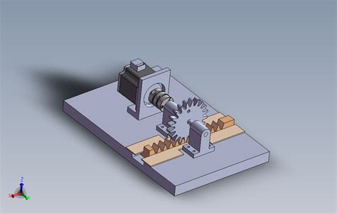 S34转动齿轮带动齿条运动 SOLIDWORKS 2010 模型图纸下载 懒石网