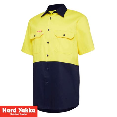 Hard Yakka Core Hi Vis 2 Tone Light Weight Vented Shirt Short Sleeve