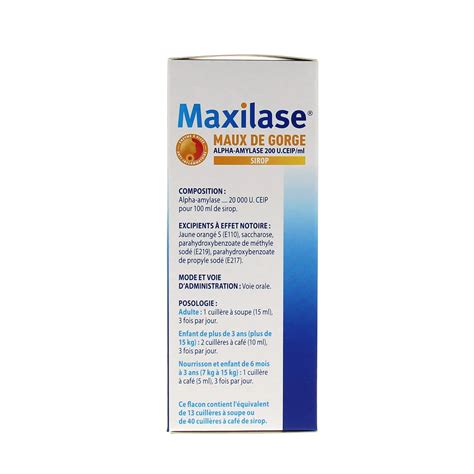 Maxilase Maux De Gorge Alpha Amylase U Ceip Ml Flacon De Ml