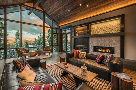 Rustic Contemporary Ski Lodge Rustic Living Room Other By Aspen Leaf Interiors