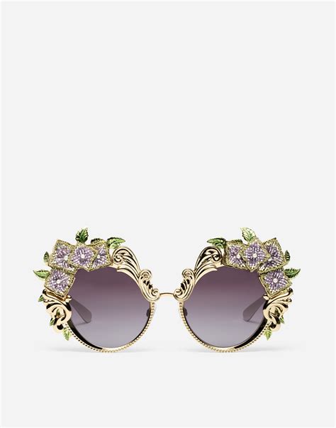 Dolce & Gabbana Metal Sunglasses With Hydrangea Embellishment | ModeSens