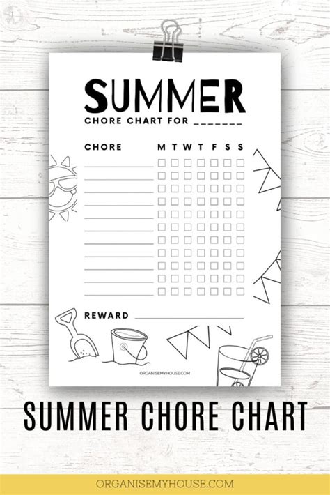 Fun Summer Chore Chart Free Printable For The Kids