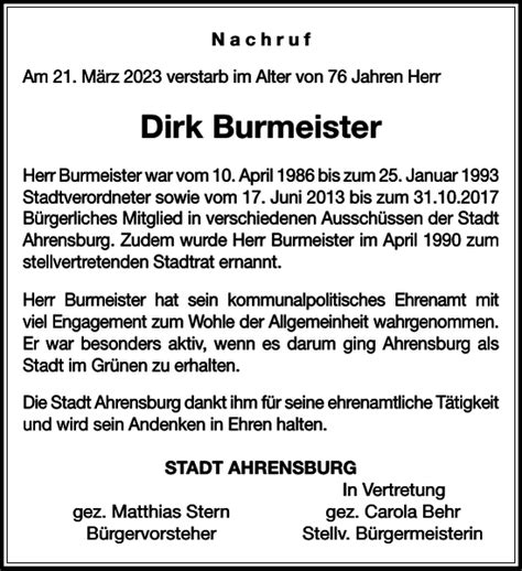 Dirk Burmeister Gedenken Stormarner Tageblatt