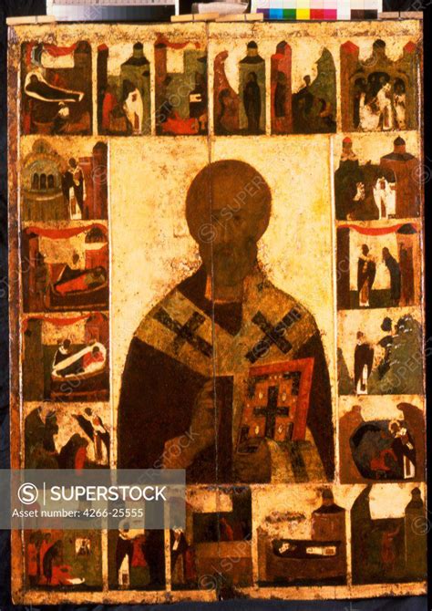 Saint Nicholas With Scenes From His Life Russian Icon State Tretyakov