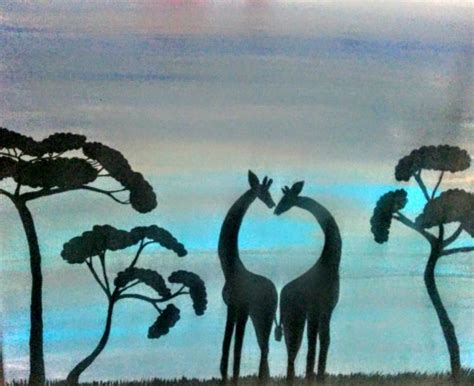 Giraffe Silhouette Painting at PaintingValley.com | Explore collection ...