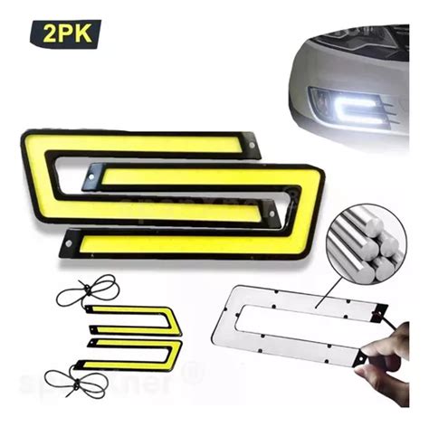 2pk Luz Diurna Cob Led Auto Moto Cambus Foco Faro Drl Niebla Meses