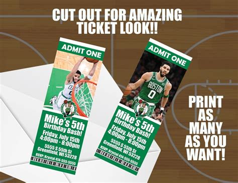 Boston Celtics Ticket Birthday Invitations High Quality Dpi You