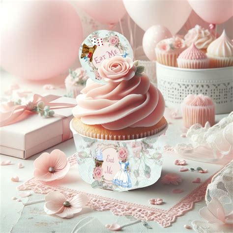 Alice in Wonderland Cupcake Wrappers, Printable Cake Wraps, Wonderland ...