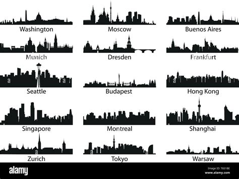 Vector World Cities Skylines Silhouettes Stock Vector Image Art Alamy