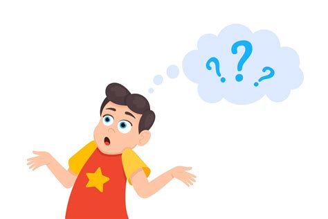 Little Doubt Boy Kid Asking Question Flat Style Design Vector