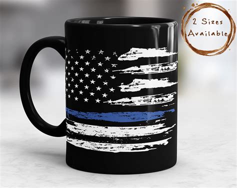 Thin Blue Line Coffee Mug Thin Blue Line Mug Police Flag Etsy