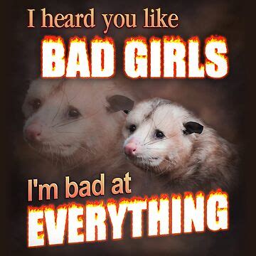 I Hear You Like Bad Girls I M Bad At Everything Possum Word Art