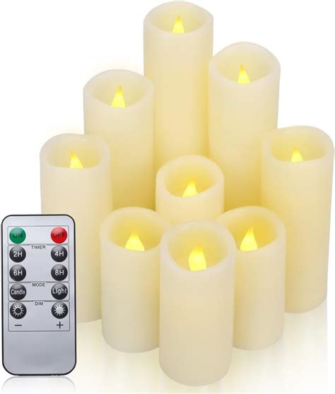 Home And Relax Flameless Candles With Remote Timers Led Candles 9pcs For Home Wedding Decor Indoor