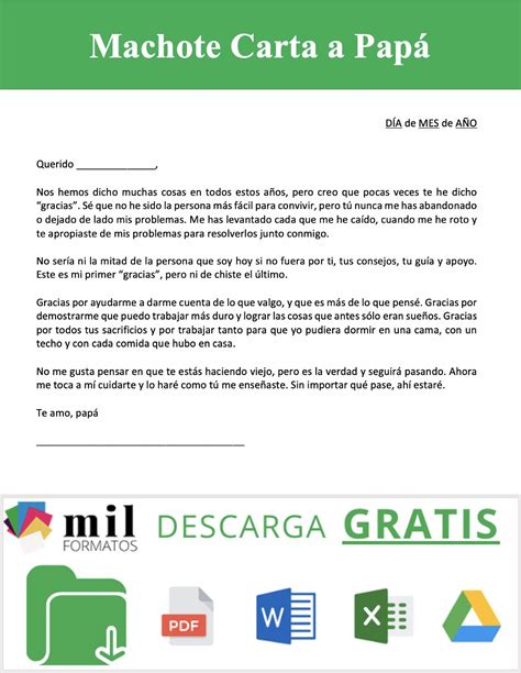 Carta Para Mi Papa Printable Templates Free