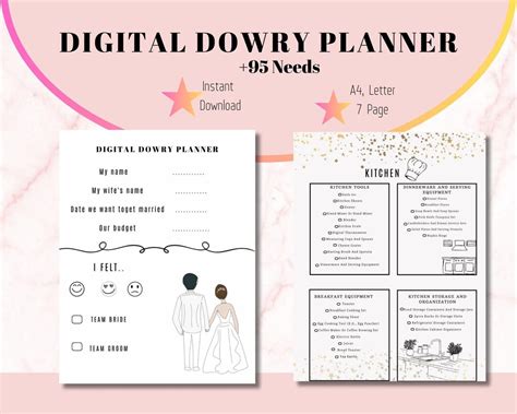 Complete Digital Dowry Planner Printable Digital Trousseau Etsy