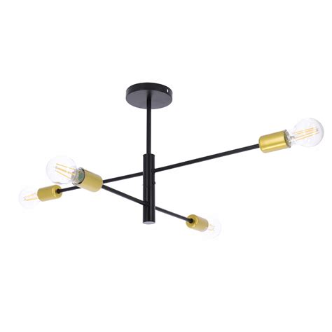 Lampa Sufitowa Wisząca 4X E27 LED Czarno Złota Smart LED Sklep