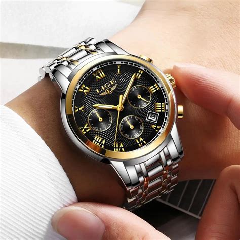 LIGE Men Watches Fashion Sport Stainless Steel Date Quartz Watch Mens