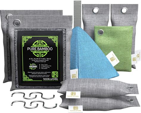 Nook And Fork Pure Bamboo Charcoal Bags Odor Absorber 8 Activated Breathe Green