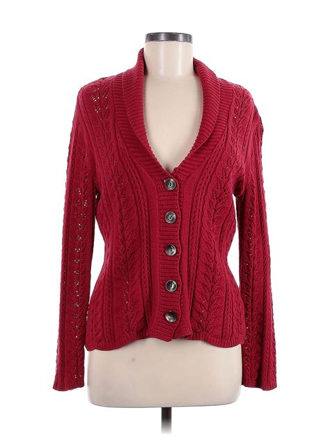 J Jill Color Block Solid Red Cardigan Size M Off Thredup