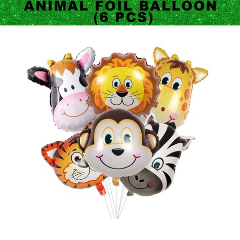 Party Propz Jungle Theme Party Decoration Foil Balloons 6Pcs Set Big