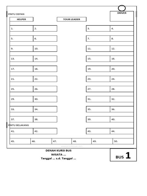 Denah Kursi Bus Seat 2 2 50 Kursi File Word Model 1 Pdf