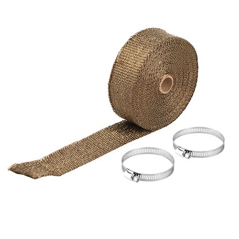 10m Thermal Tape Exhaust Pipe Header Heat Resistant Insulation Wrap With Ties Titanium Gold