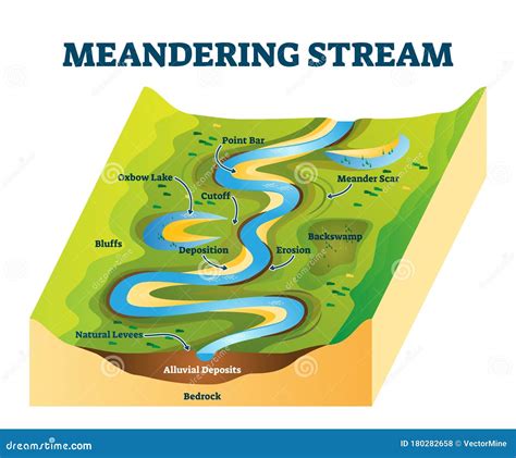 Oxbow Lake Formation, Vector Diagram | CartoonDealer.com #71146662