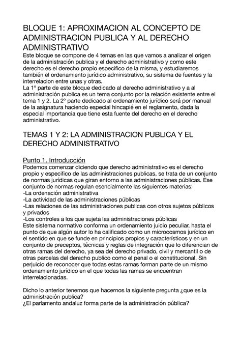 Tema Y Administrativo Bloque Aproximacion Al Concepto De