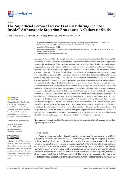 PDF The Superficial Peroneal Nerve Is At Risk During The All Inside