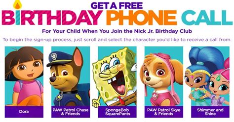 Free Nick Jr. Character Birthday Phone Call - Julie's Freebies