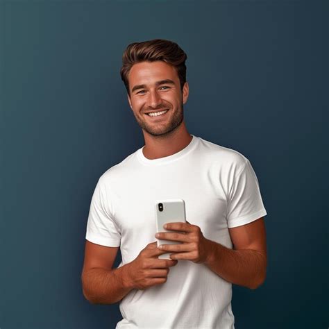 Premium Photo Man In White Shirt Holding Cell Phone