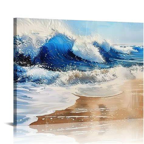 Canflashion Large Wall Art For Living Room Abstract Ocean Canvas Print