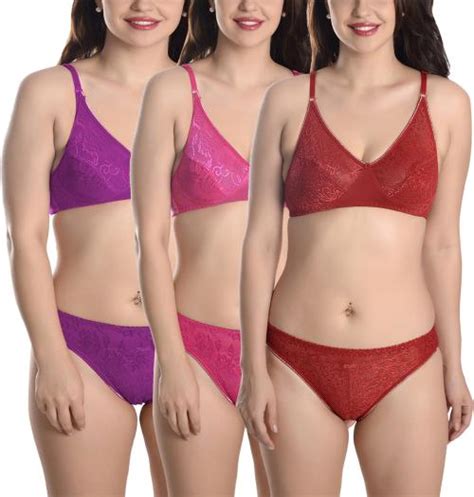 Buy Styfun Women Multicolor Floral Lycra Blend Pack Of 3 Bra And Panty Online At Best Prices In