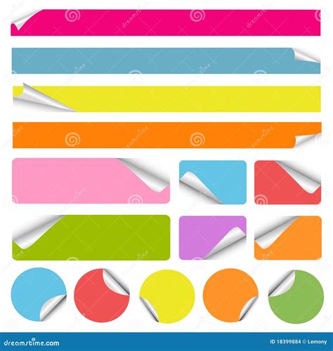 Set Of Blank Colorful Stickers Stock Vector Illustration Of Drawing