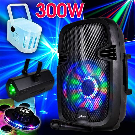 Pack Sono Karaoké Party8 300w Jeux De LumiÈre Effet Ovni 1 Derby Rgb 1 Gobo Flower