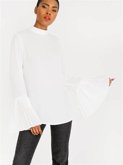 Pleated Bell Sleeve Blouse White Style Republic Blouses Superbalist