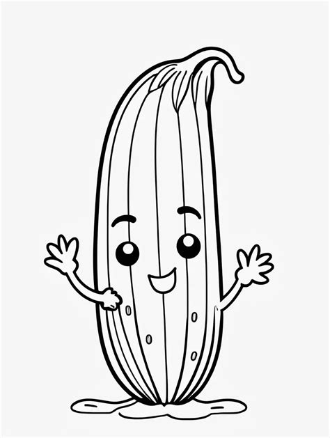 Cute Large Okra Cartoon Drawing Coloring Book Clean Black and White Single Line Art on White ...