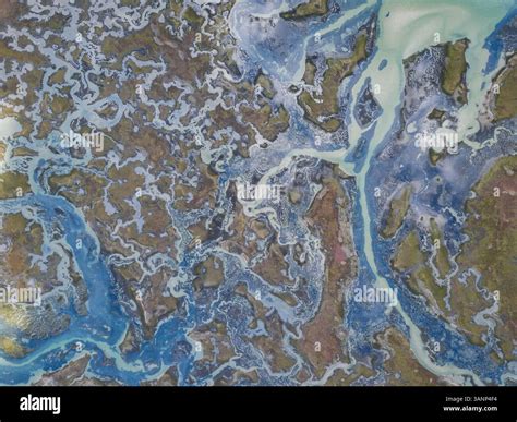 aerial abstract view  tributary river west coast south africa stock