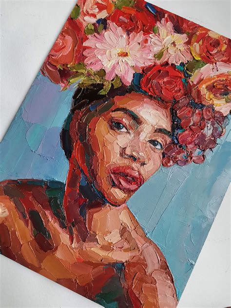 Original Oil Impressionism Portrait Of Black Woman With Etsy