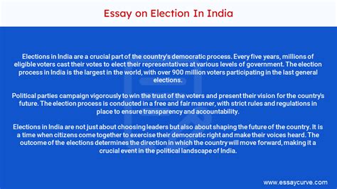 Essay On Election In India 10 Lines 100 To 1500 Words Essay Curve