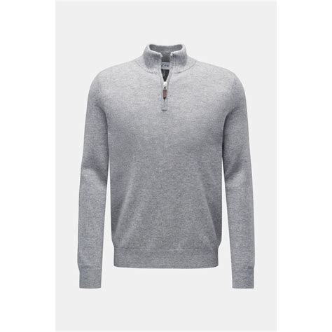 Ftc Cashmere Half Zip Jumper Light Grey Braun Hamburg