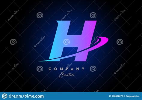 H Pink Blue Alphabet Letter Logo Icon Design With Swoosh Creative