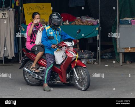 Samut Prakan Thailand Feb A Taxi Driver On A Motorcycle