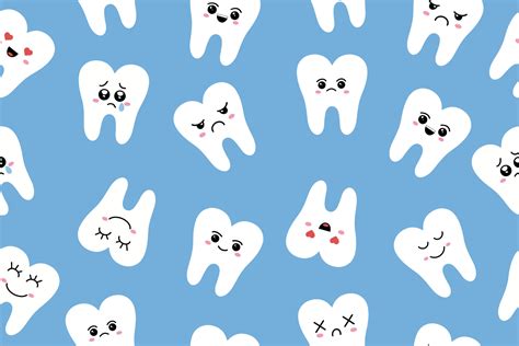 Seamless pattern with cute teeth. Dental cute background. Illustration ...