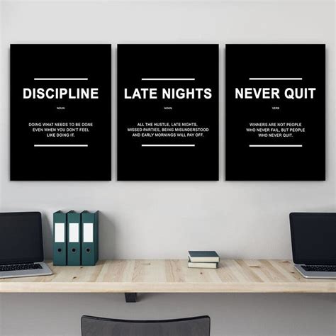 3 Piece Motivational Wall Art Office Decor Bundle Print Black - Etsy