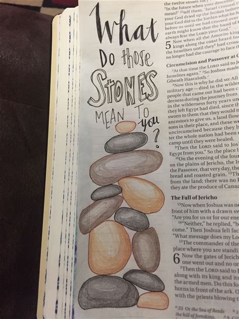 Bible journaling Joshua 4:6 | Bible art journaling, Bible doodling ...